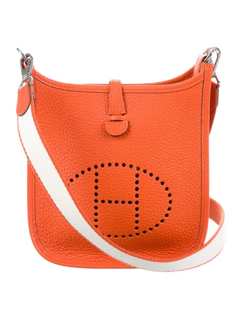 hermes orange crossbody|authentic Hermes evelyne bag.